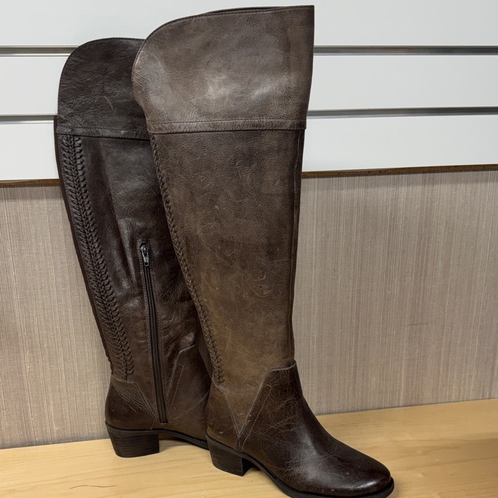 Vince Camuto NEW V.C. Bendra Brown Leather Over the Knee High Boots size 6.5